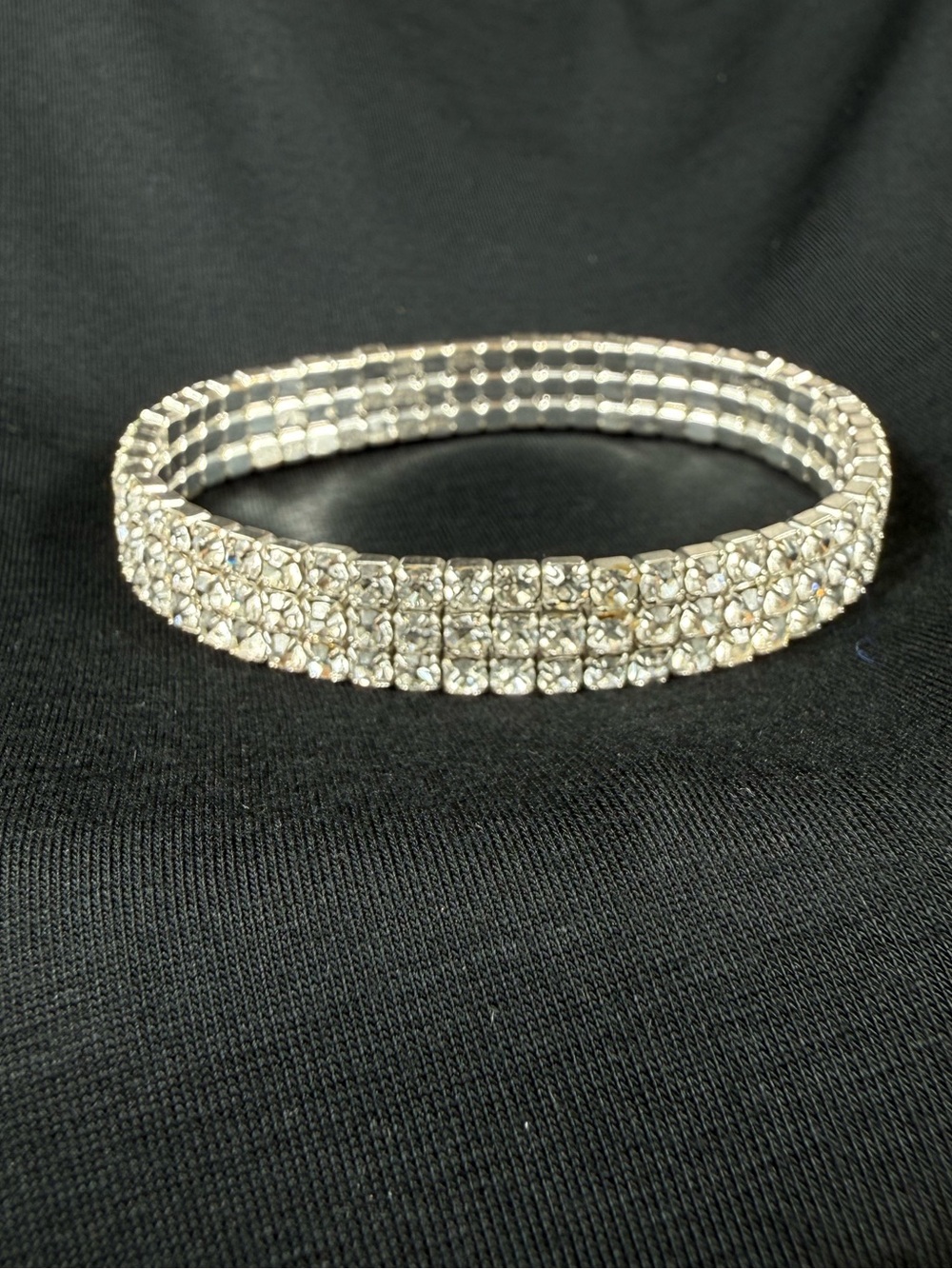 Silver tone Rhinestone Stretch bracelet